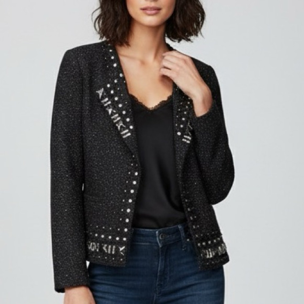 Vishal Black Studded Jewel Metallic Blazer – Size 8 – NWOT